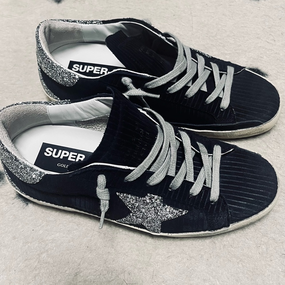 Golden Goose Black and Silver Sneakers